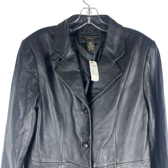 Croft & Barrow Black Lambskin Leather Blazer Jacket 3 Buttons Size M - Picture 3 of 9